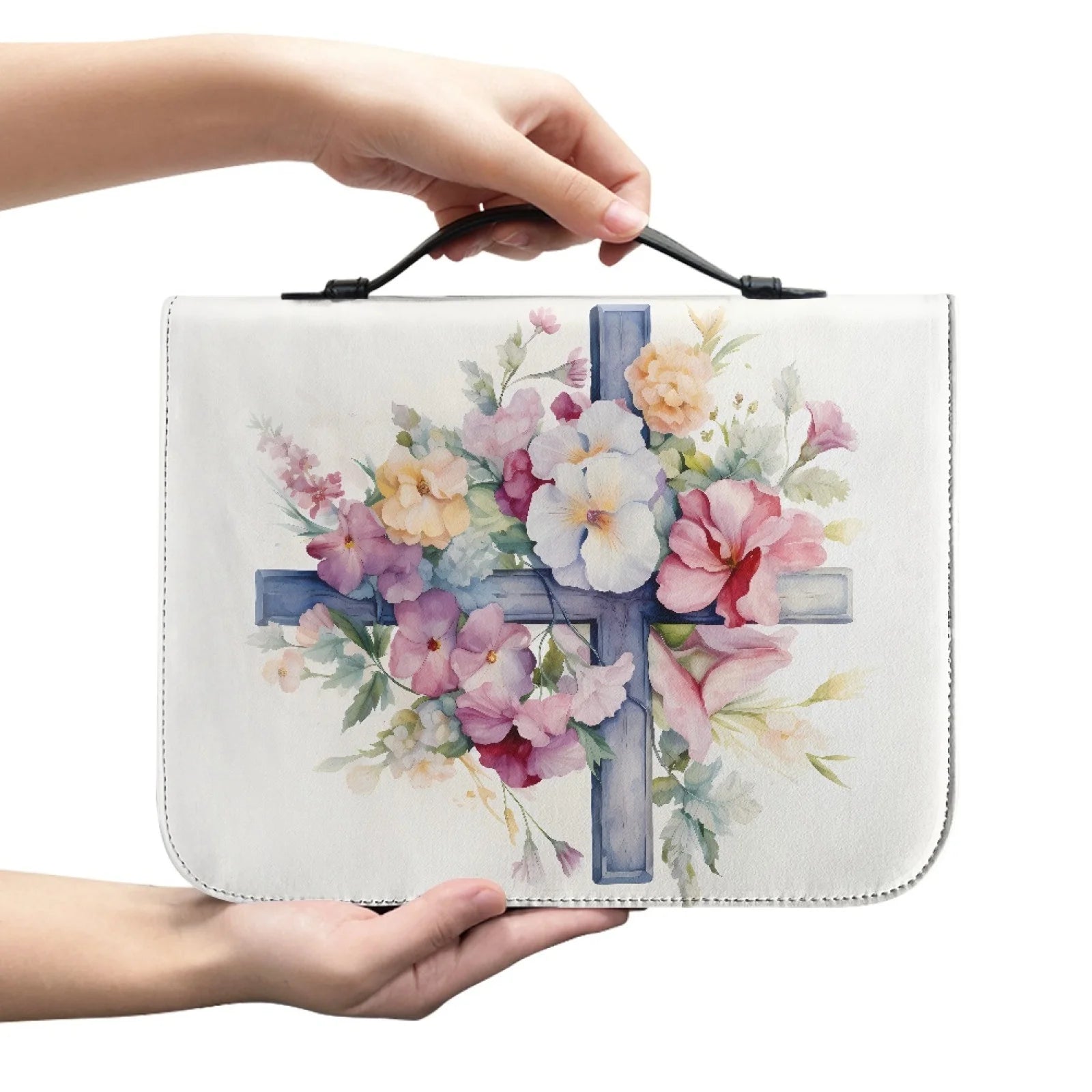 Large Floral Bible Cover Carrying Case | Christ & Cross ™