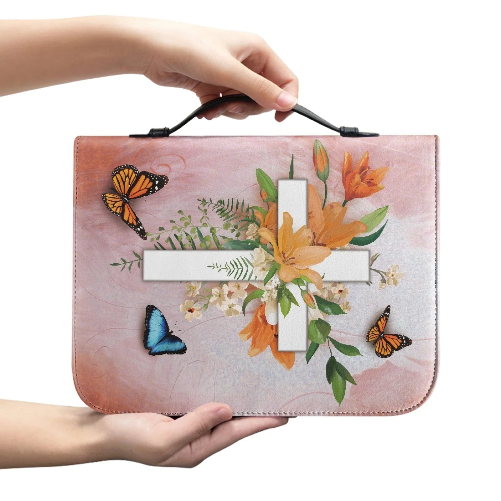 Large Floral Bible Cover Carrying Case | Christ & Cross ™