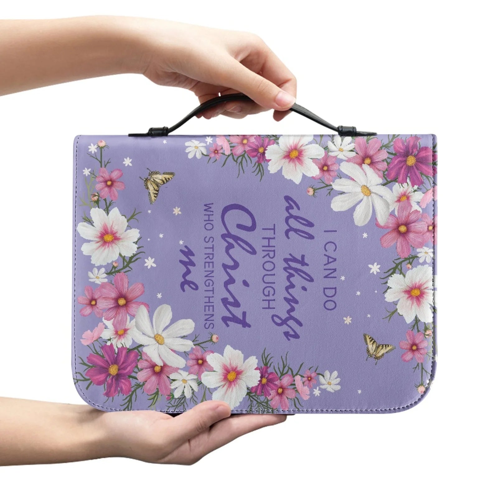 Large Floral Bible Cover Carrying Case | Christ & Cross ™