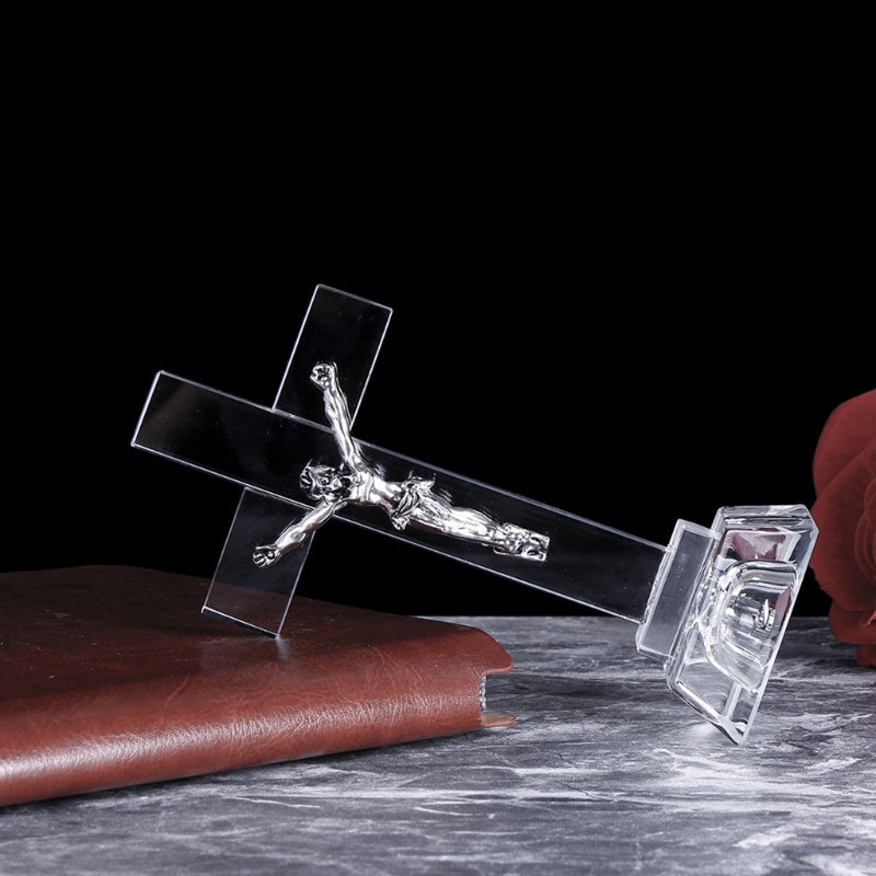 Beautiful Blue Glowing Crystal Jesus Cross | Christ & Cross ™