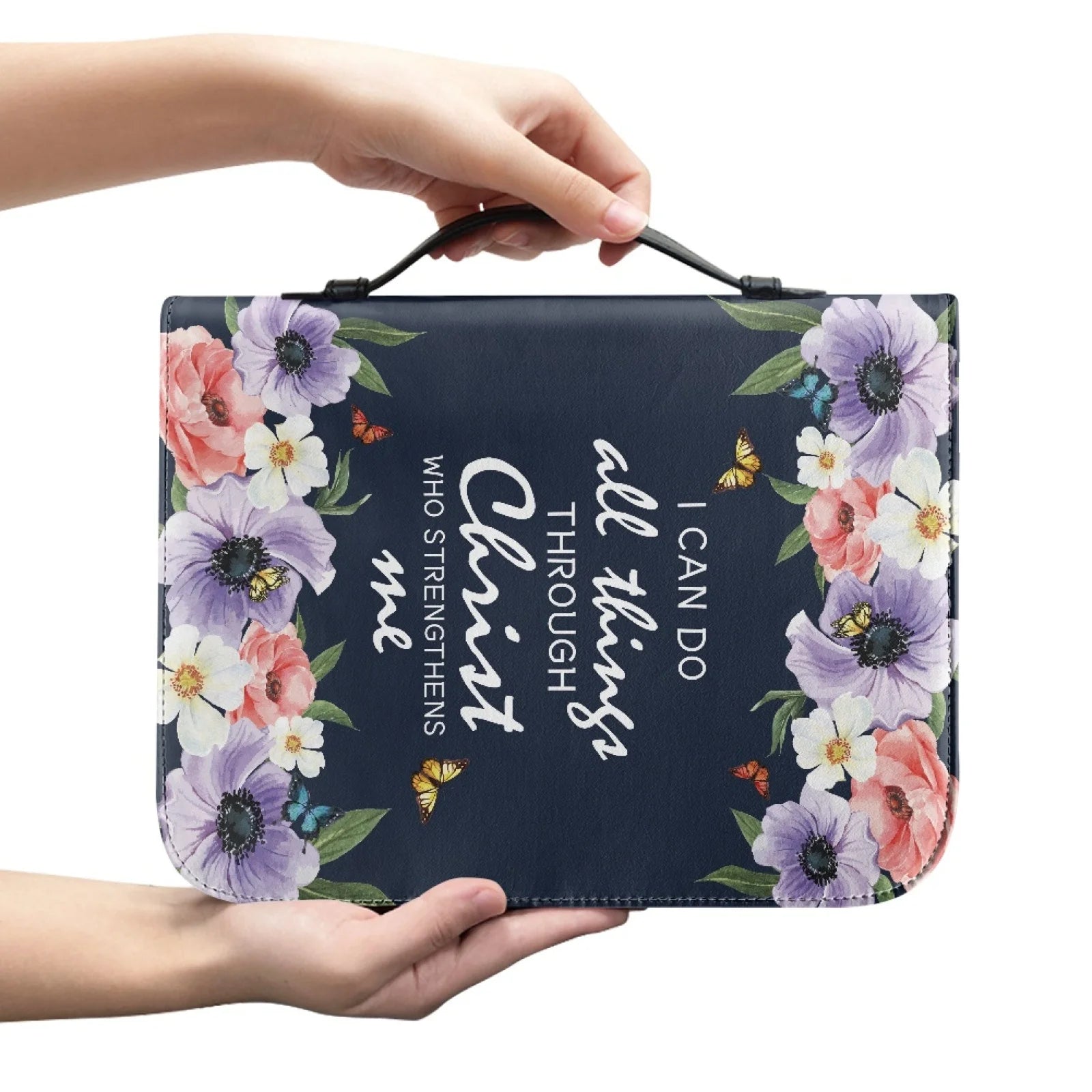 Large Floral Bible Cover Carrying Case | Christ & Cross ™
