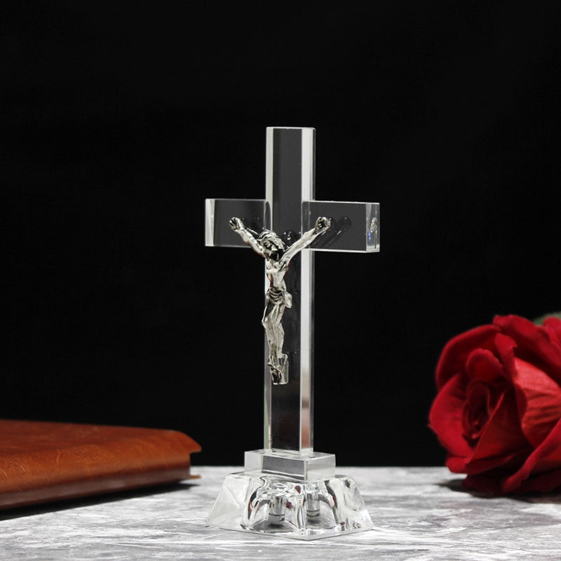 Beautiful Blue Glowing Crystal Jesus Cross | Christ & Cross ™