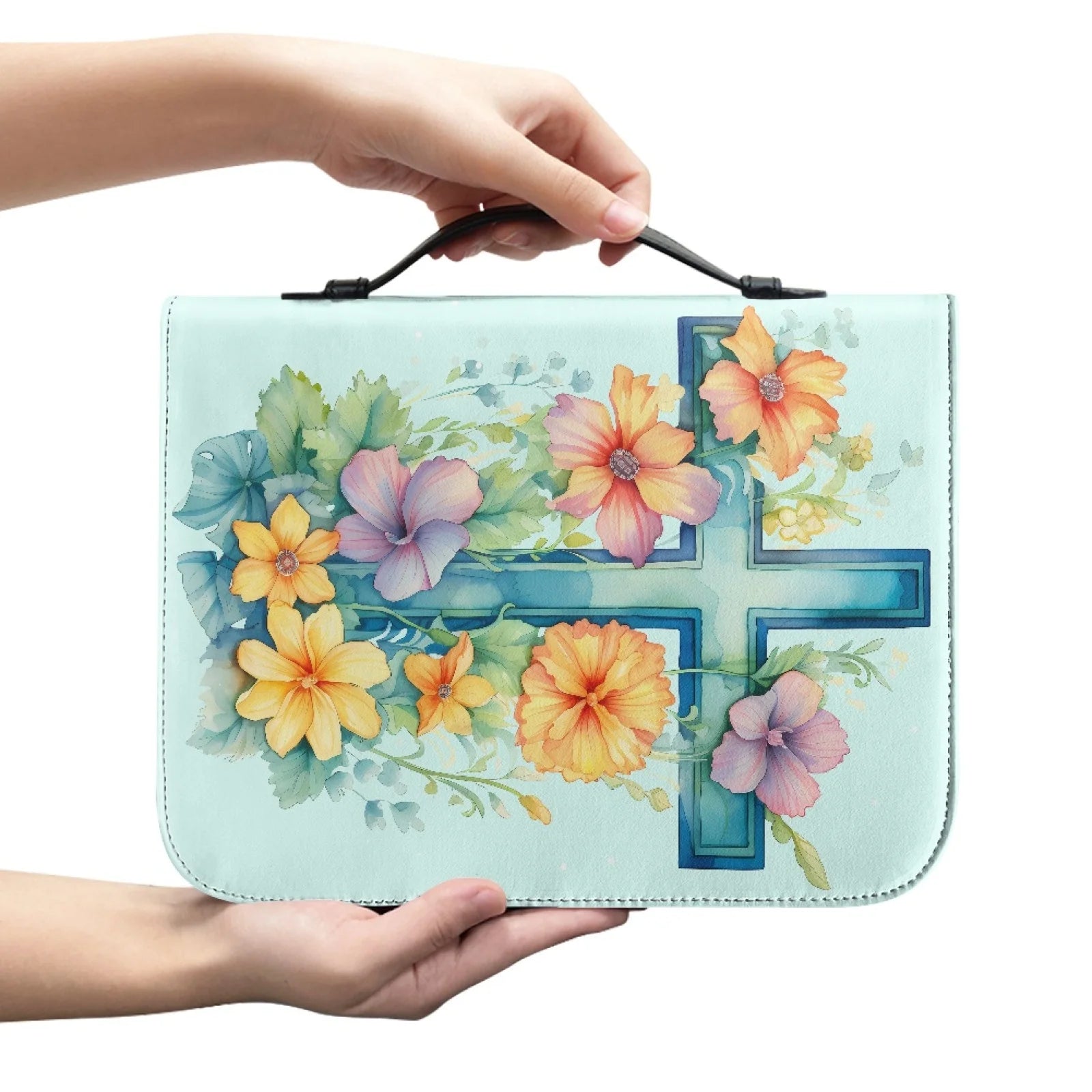 Large Floral Bible Cover Carrying Case | Christ & Cross ™