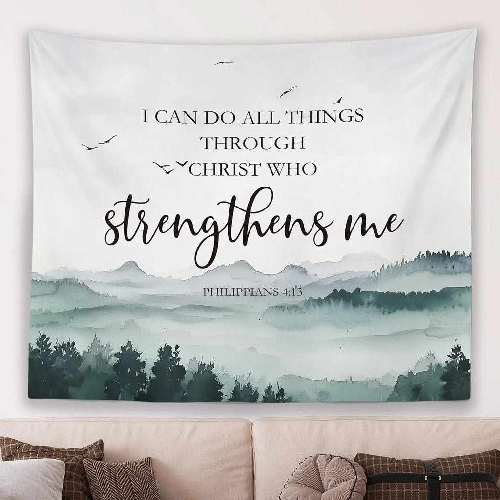 Christian Fall Mountain Wall Tapestry | Christ & Cross ™