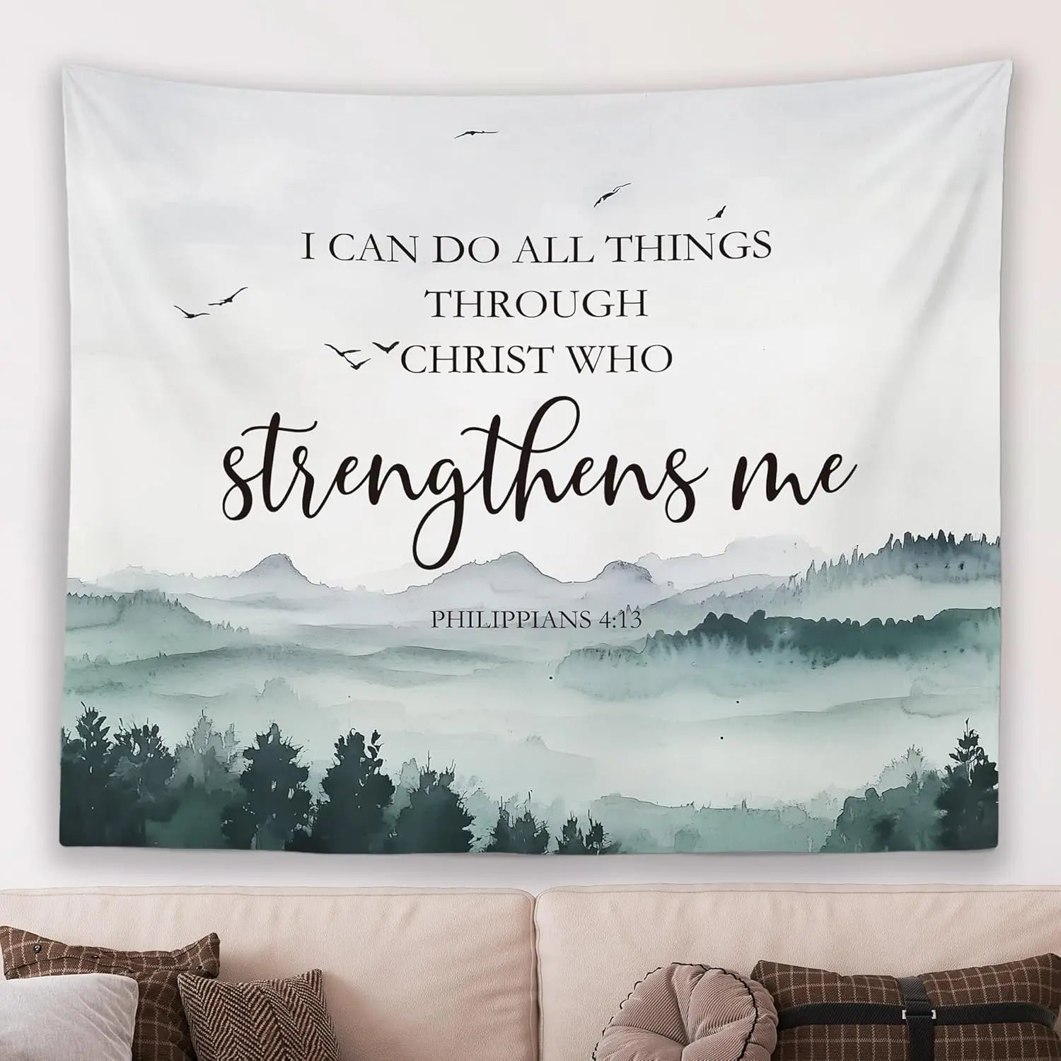 Christian Fall Mountain Wall Tapestry | Christ & Cross ™