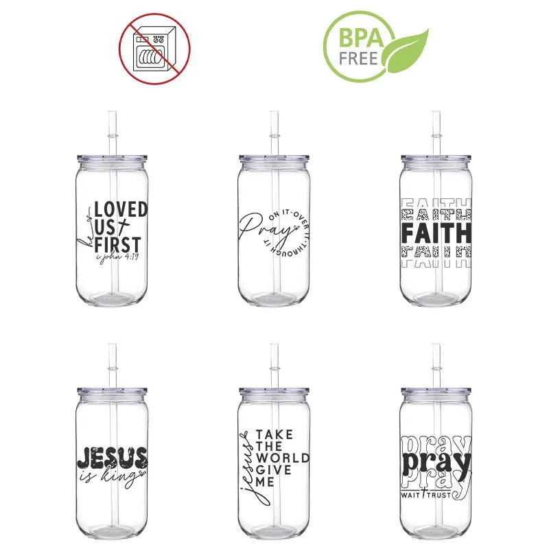 Faith & Prayer 16 oz Straw Cup | Christ Cross ™