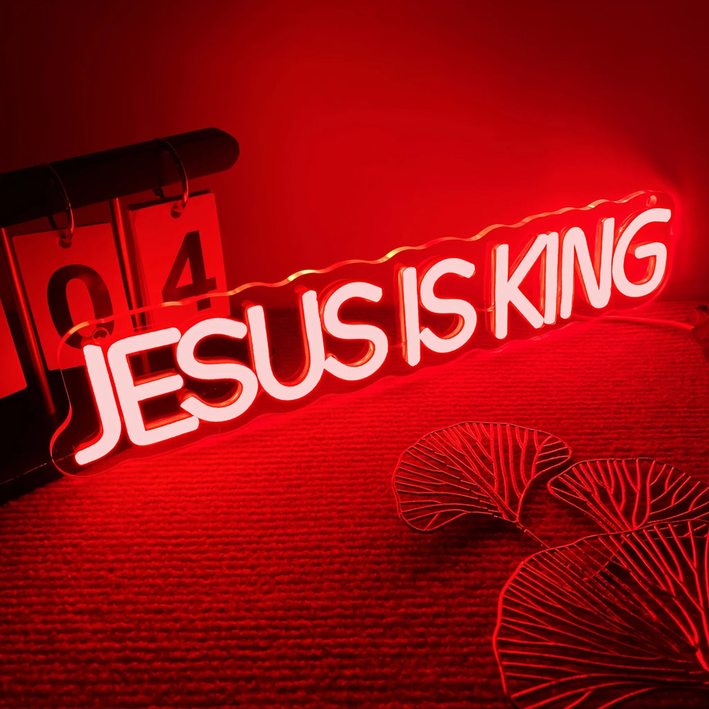 Jesus is King ネオンサイン | LED キリスト教徒の壁飾り