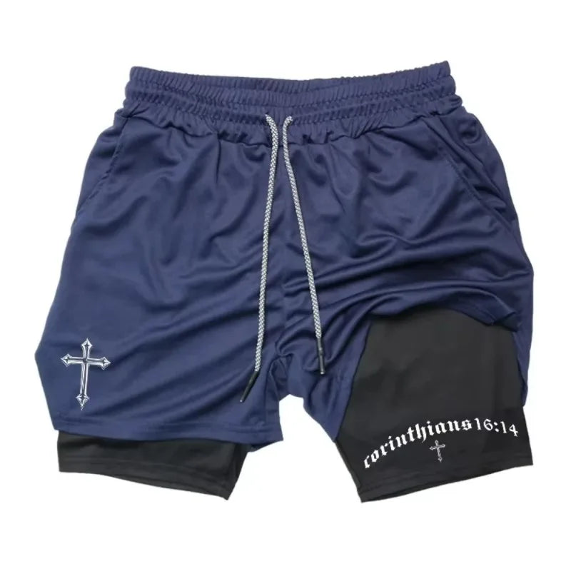 Cross & Scripture Men's 2-in-1 Training Shorts