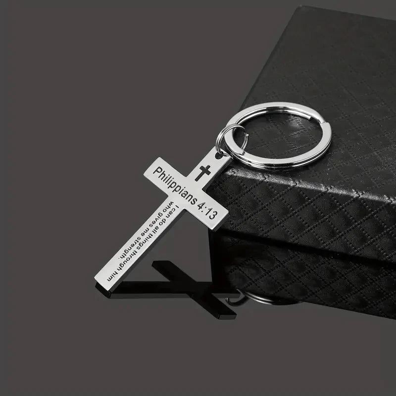 Christian Bible Verse Keychain | Christ & Cross TM