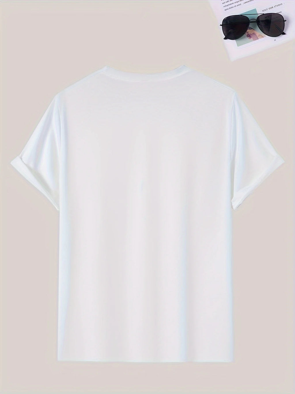 綿100％ メンズ 信仰モチーフ カジュアル ルーズTシャツ | 十字架プリント 丸首 半袖Tシャツ