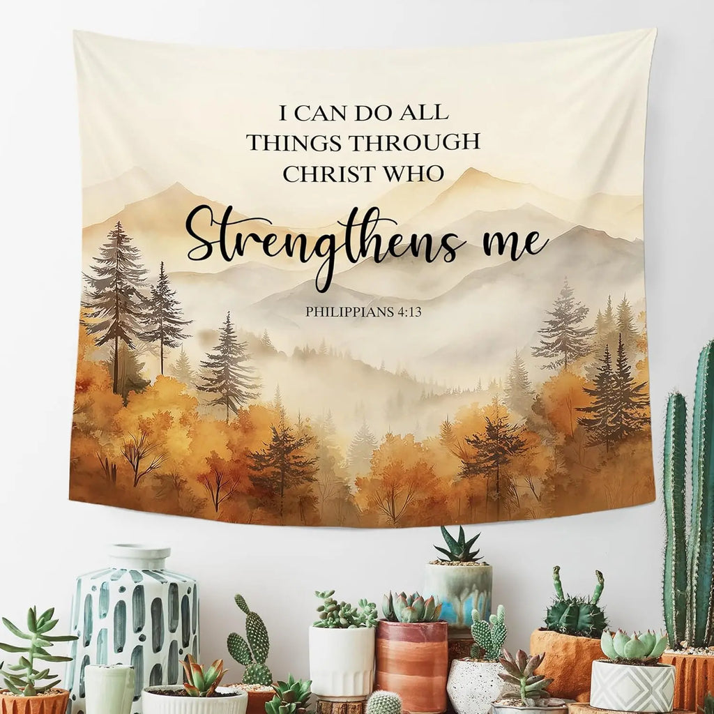 Christian Fall Mountain Wall Tapestry | Christ & Cross ™