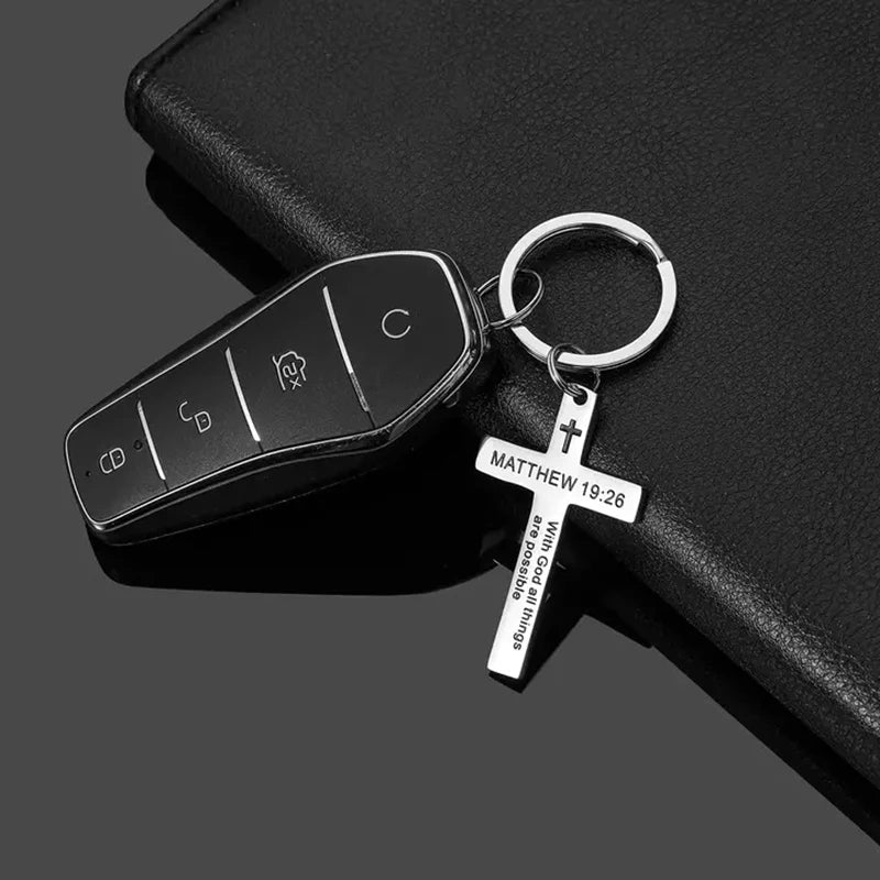 Christian Bible Verse Keychain | Christ & Cross TM