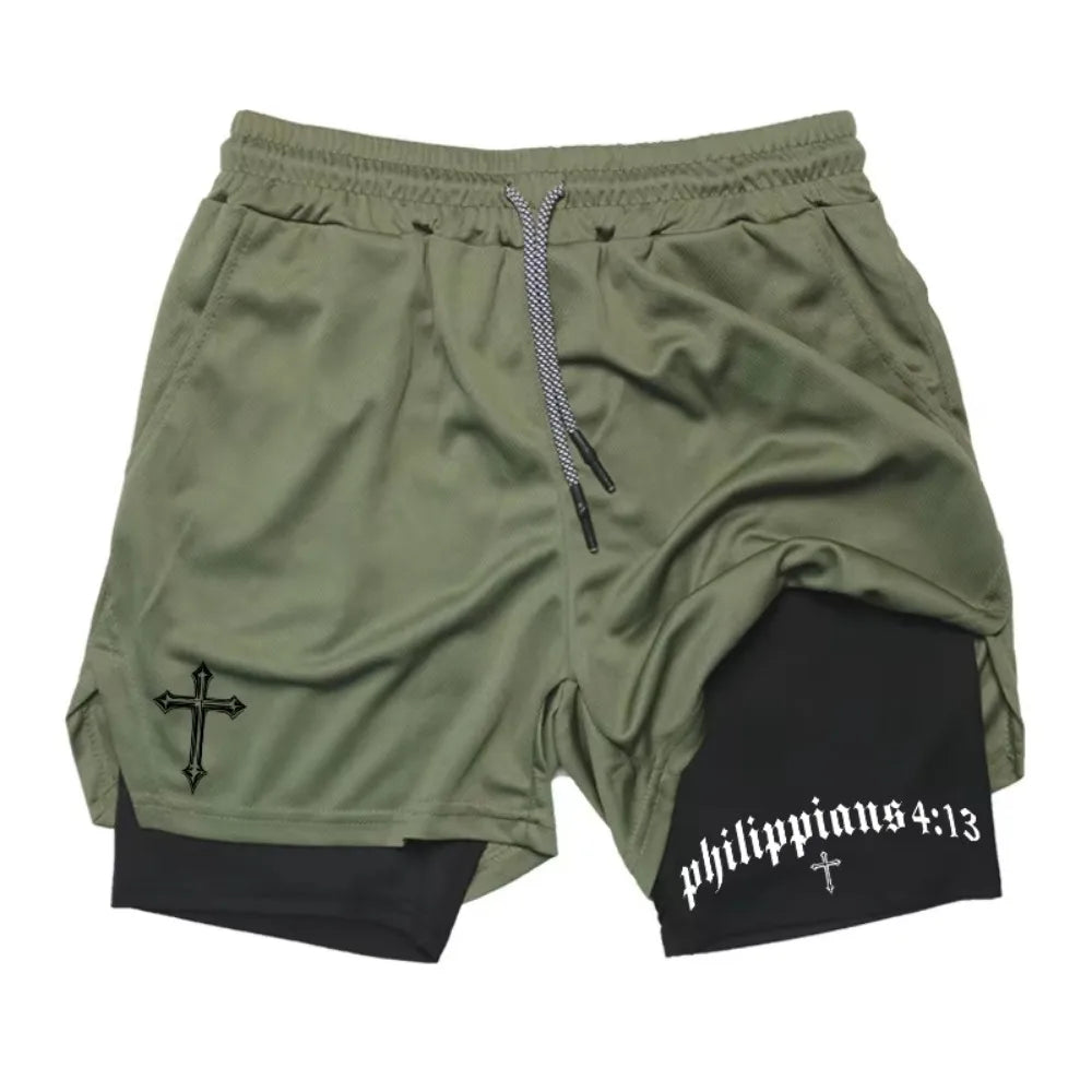 Cross & Scripture Men's 2-in-1 Training Shorts