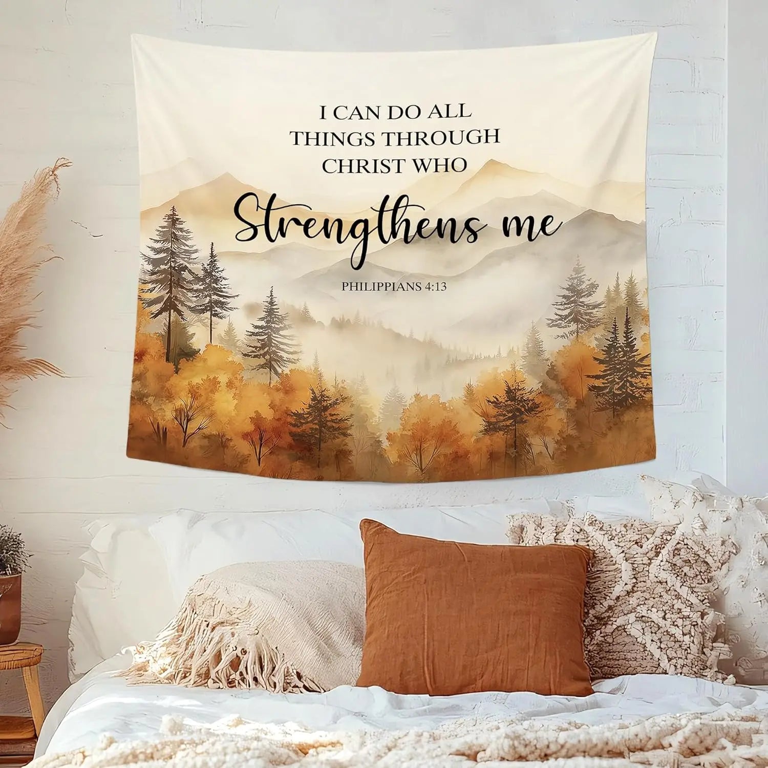 Christian Fall Mountain Wall Tapestry | Christ & Cross ™