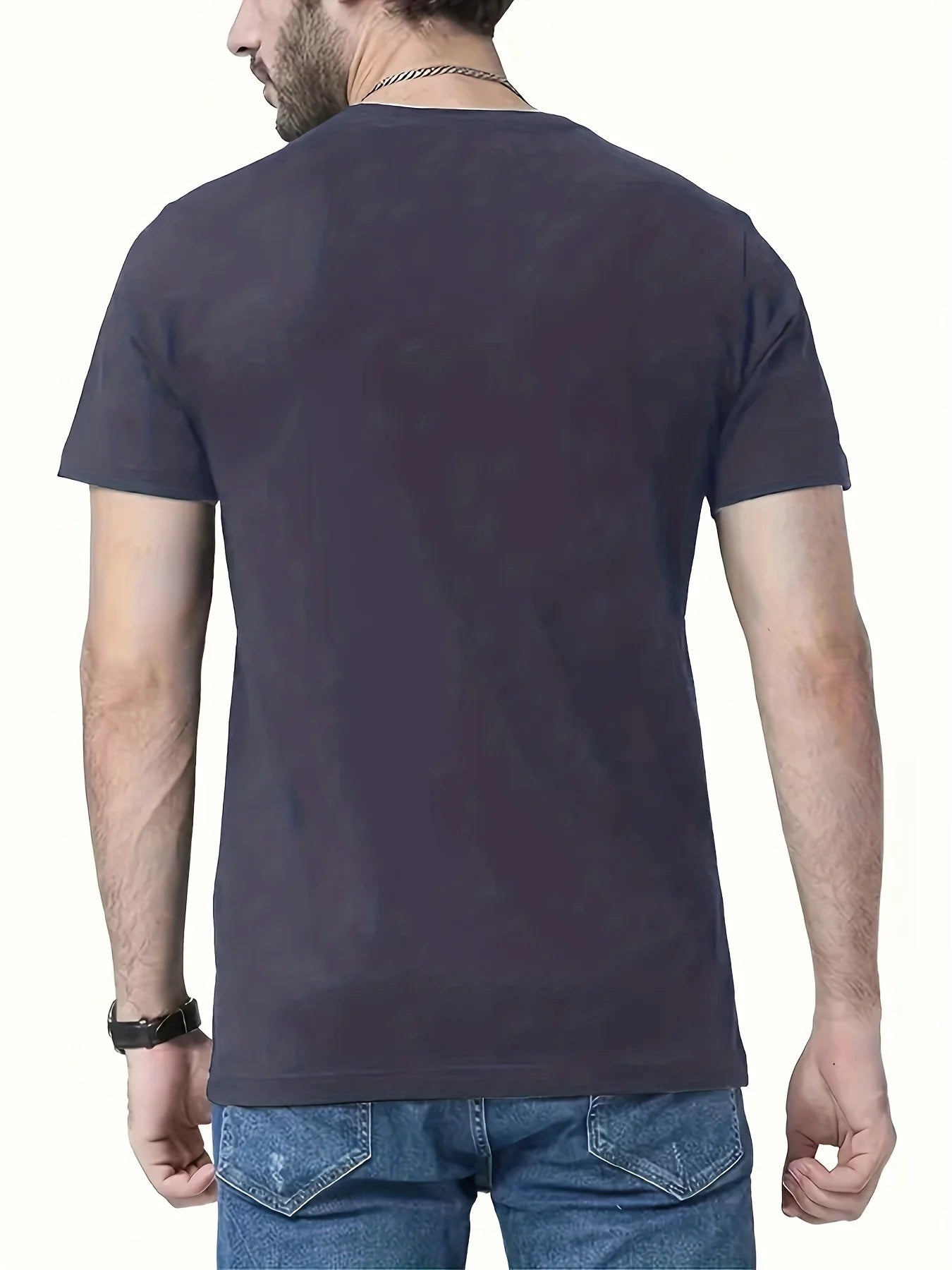 綿100％ メンズ 信仰モチーフ カジュアル ルーズTシャツ | 十字架プリント 丸首 半袖Tシャツ