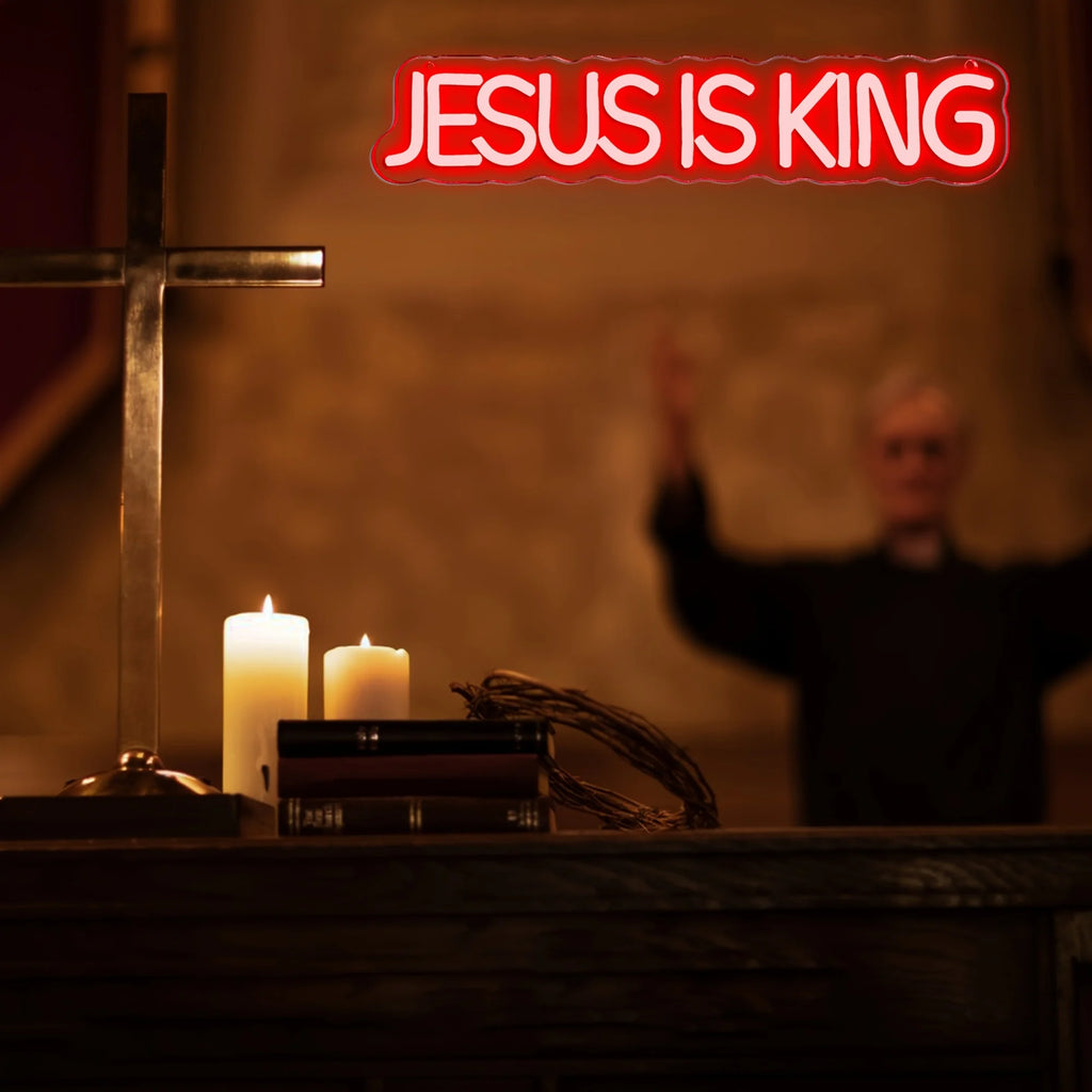 Jesus is King ネオンサイン | LED キリスト教徒の壁飾り
