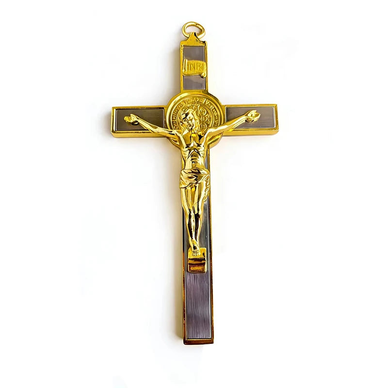 Two-Tone Catholic Crucifix with St. Benedict Medal | Christ & Cross ™