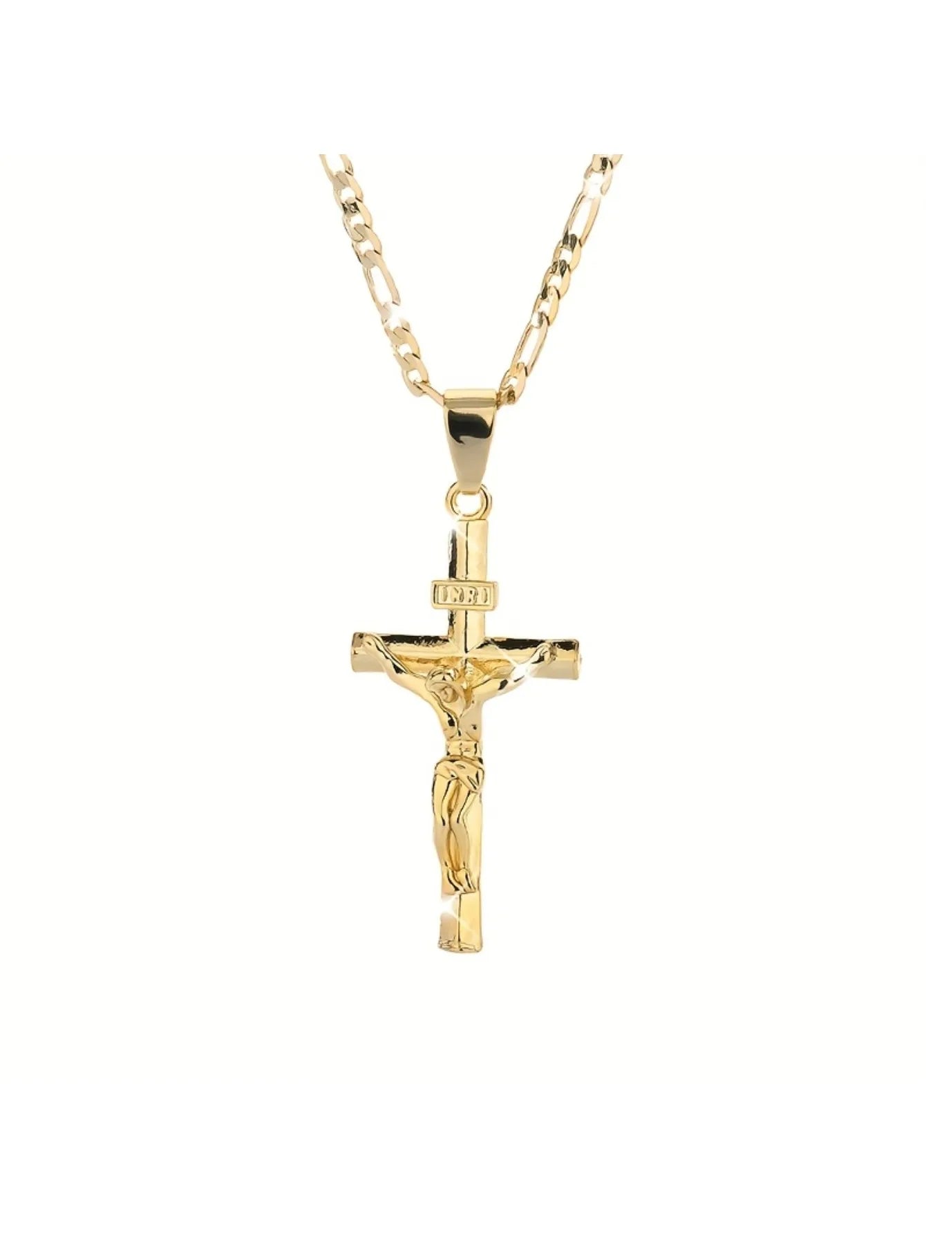 14k Plated Gold Pendant Necklace | Christ & Cross ™