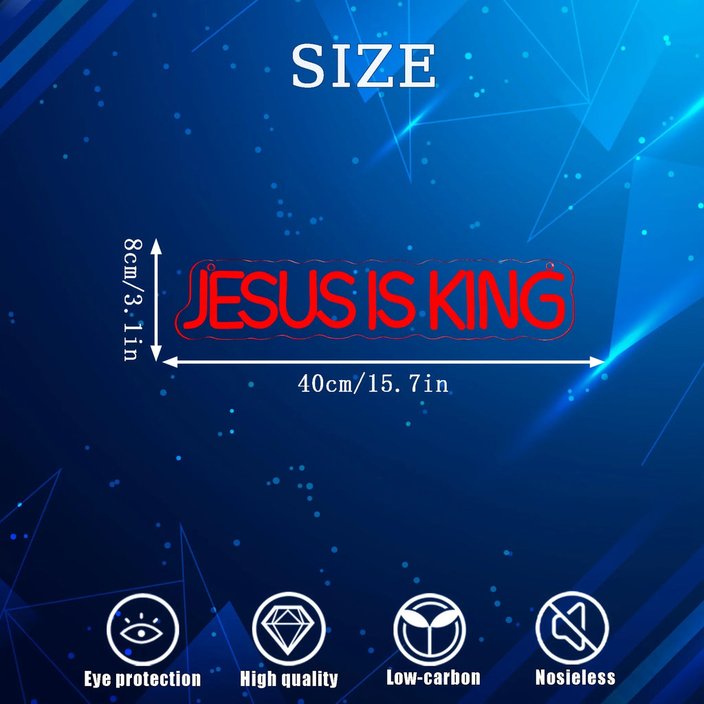 Jesus is King ネオンサイン | LED キリスト教徒の壁飾り