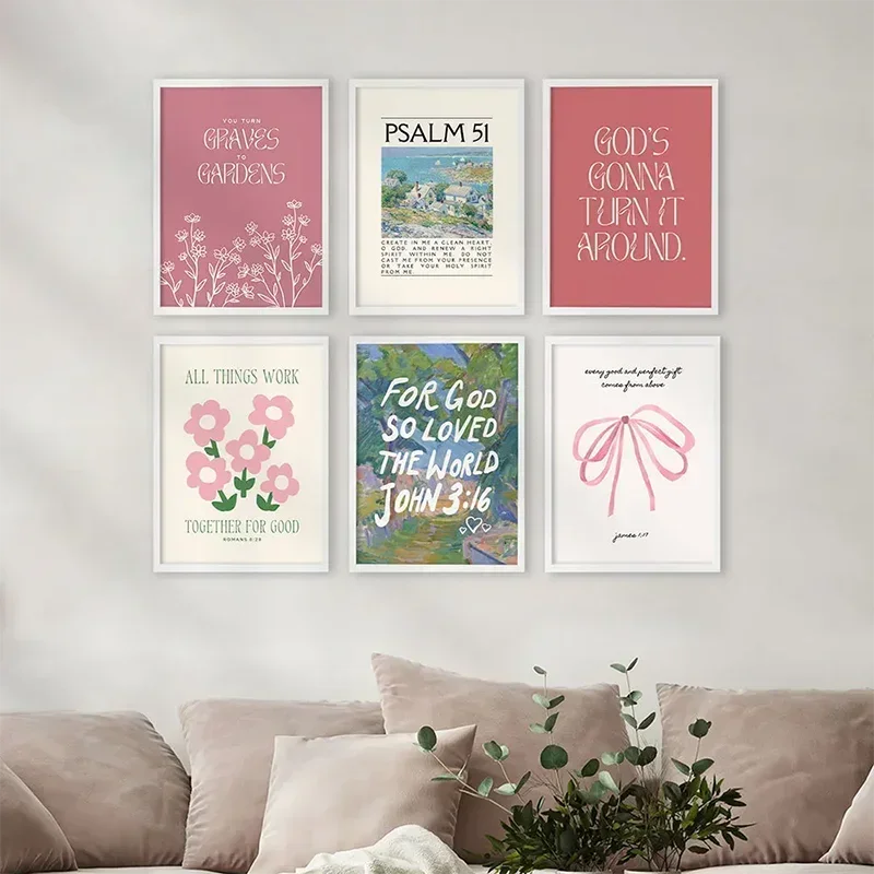 Pink Christian Bible Wall Art | Christ & Cross ™