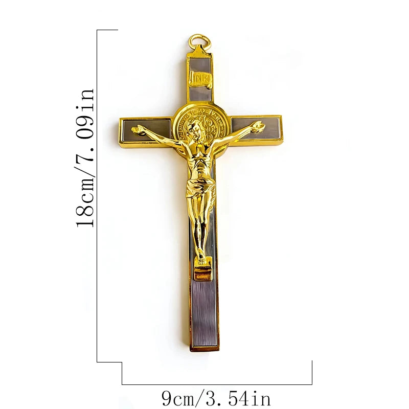 Two-Tone Catholic Crucifix with St. Benedict Medal | Christ & Cross ™