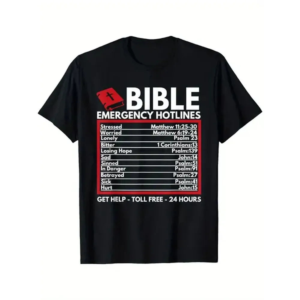 Emergency Bible Numbers T-Shirt|  Black Christ & Cross™