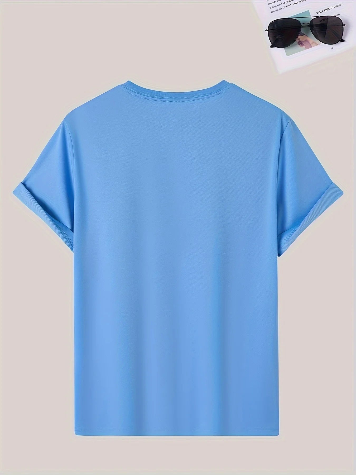 綿100％ メンズ 信仰モチーフ カジュアル ルーズTシャツ | 十字架プリント 丸首 半袖Tシャツ