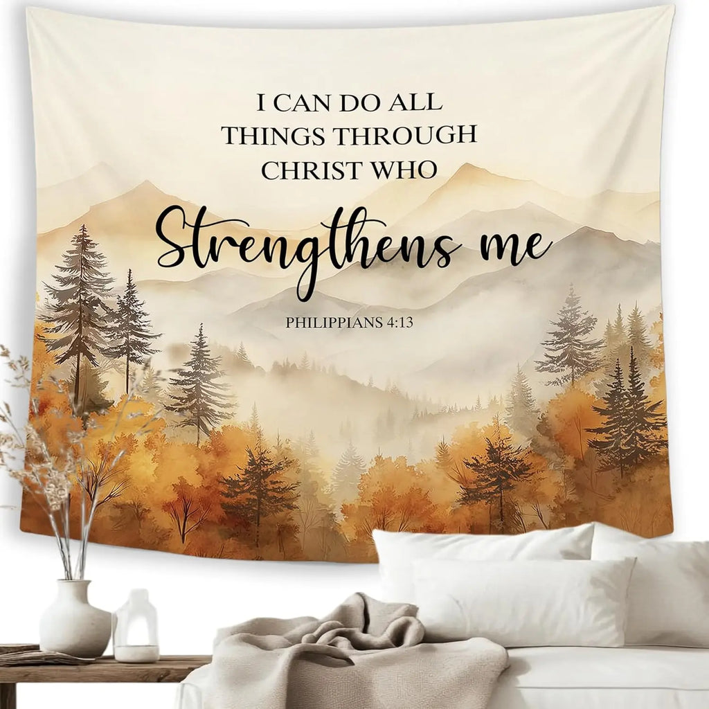 Christian Fall Mountain Wall Tapestry | Christ & Cross ™