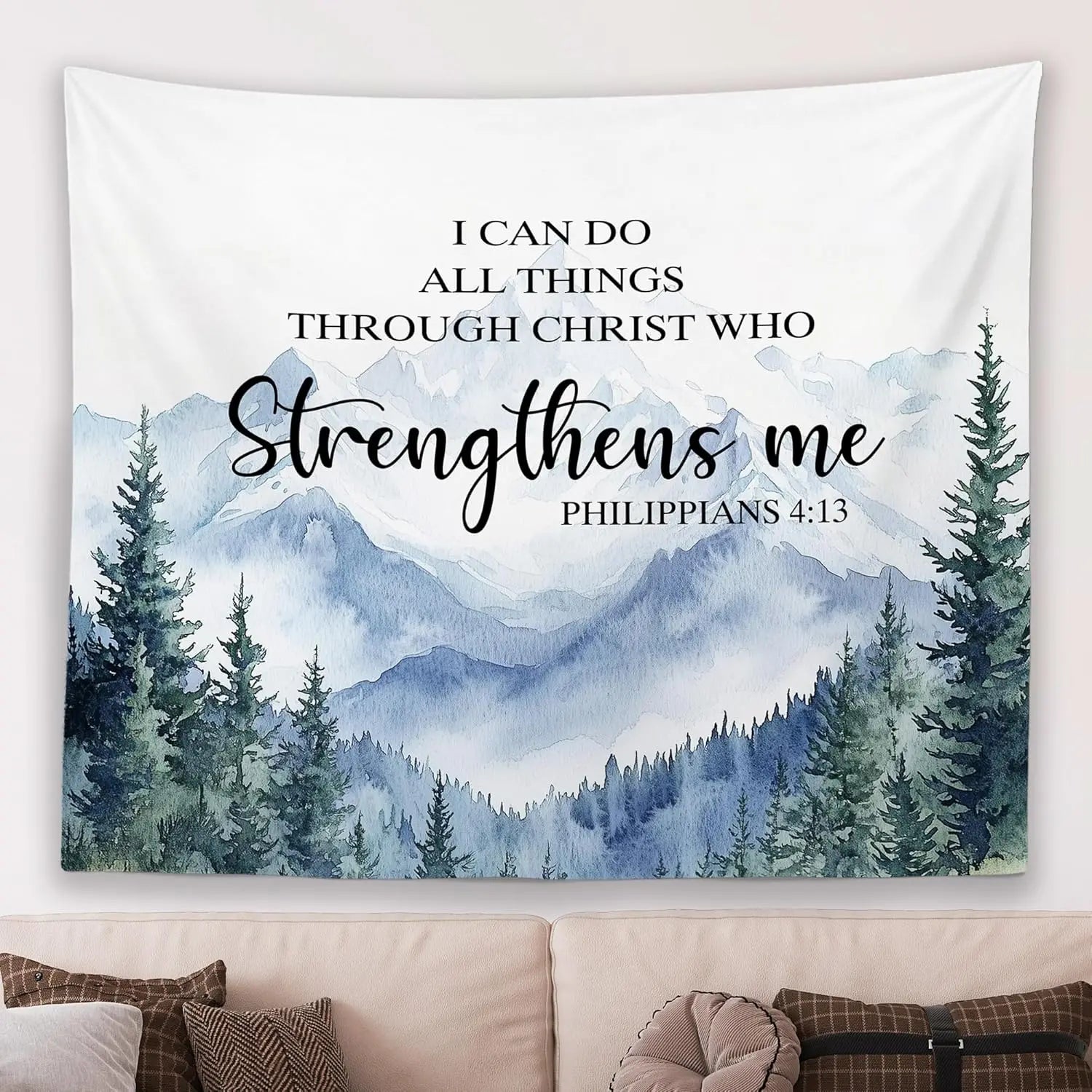 Christian Fall Mountain Wall Tapestry | Christ & Cross ™